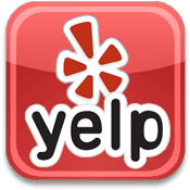 Yelp app icon on red background