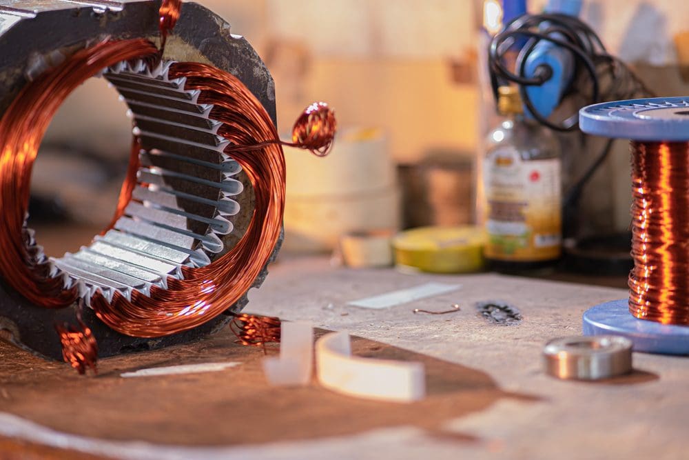 Electric motor coil being wound